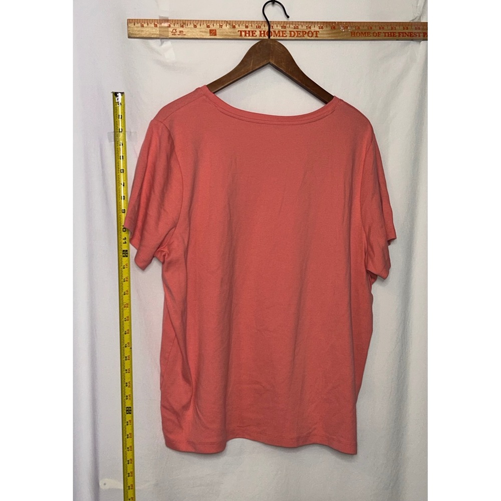Preswick & Moore Coral V Neck Short Sleeve T Shirt Top Women's Plus Size 2X - Picture 3 of 3
